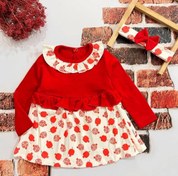 تصویر پیراهن نوزادی یلدایی و هد مدل انار - سایز 