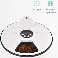 تصویر ظرف غذای اتوماتیک گربه و سگ 6 مخزنه با قابلیت تنظیم ساعت مدل S012 Automatic Pet Feeder For Dogs And Cats