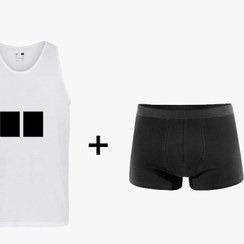 تصویر زیرپوش نخی طرحدار مشکی + پک دوتایی پادار ساده مشکی 