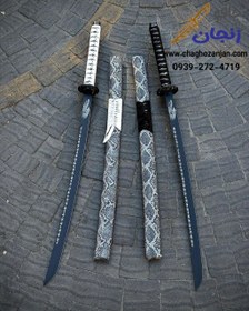 تصویر شمشیر کاتانا پوست ماری تیغه مشکی با غلاف چوبی 