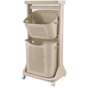 تصویر سبد رخت دو طبقه چند منظوره طرح بافت لیمون 