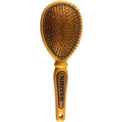 تصویر برس مو طرح بیضی مدل دانه فلزی ثمین طلایی Samin Style Hair Brush