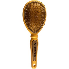 تصویر برس مو طرح بیضی مدل دانه فلزی ثمین طلایی Samin Style Hair Brush