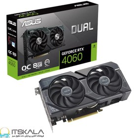 تصویر کارت گرافیک گیمینگ ایسوس مدل RTX 4060 OC ظرفیت 8 گیگابایت با قابلیت اورکلاک Asus Dual GeForce RTX 4060 OC Edition 8GB GDDR6 128Bit Graphic Card