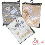 تصویر پتو دورپیچ نوزادی طرح دو خرگوش 