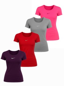 تصویر تیشرت ورزشی زنانه مدل یقه گرد سایز ۳۶ الی ۵۰ / nike & alo - قرمز / یک 