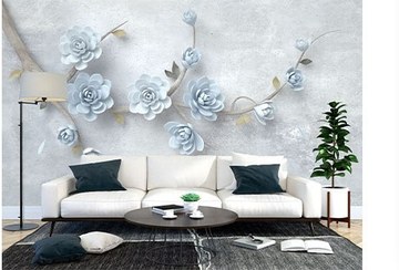 تصویر کاغذ دیواری سه بعدی گل آبی مدل FL0033 