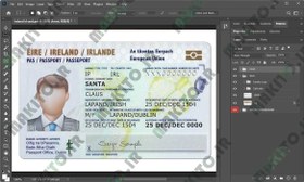 تصویر فایل لایه باز آیدی کارت ایرلند (Ireland ID Card) 