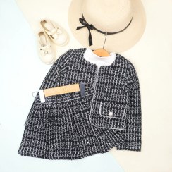 تصویر کت دامن شنل سه تیکه دخترانه | ست مجلسی شیک کودک 