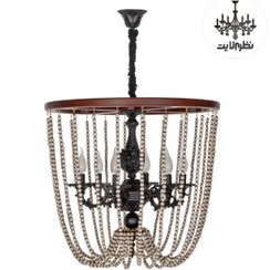 تصویر لوستر چوبی فندوقی مشکی مدل افسون 