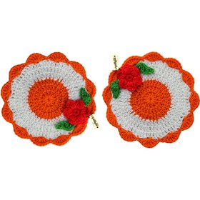 تصویر زیر لیوانی بافتنی طرح گل شیکدو مدل ZL01 بسته 2 عددی 