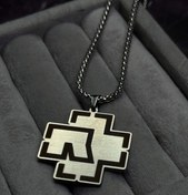 تصویر گردنبند بند رامشتاین استیل رنگ ثابت | طرح Rammstein Rammstein Guitar Pick Necklace | Industrial Rock Design