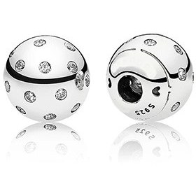 تصویر دستبند النگویی باز درخشان نقره‌ای پاندورا Pandora Pave Open Bangle Silver