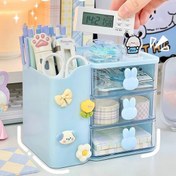 تصویر ارگانایزر و جامدادی رومیزی 3 کشو طرح خرگوش 