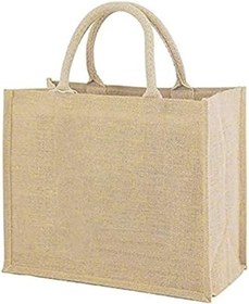 تصویر AMVBF کتانی جدید روکش پوییتیو قابل استفاده مجدد کیف خرید جوت کیف های دستی بلوند ساحلی کیف های پارچه ای بوم برای زنان کیف مواد غذایی کتانی بزرگ L 36X40X15CM 
