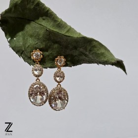 تصویر گوشواره نگین دار ژوپینگ کد ۱۰۵۵ 