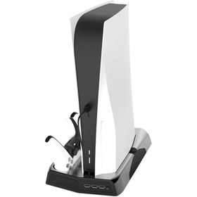 تصویر خنک کننده و شارژر دسته Sony PS5 KJH-P5-010-2 ا KJH-P5-010-2 Vertical Stand Cooling Fan and Controller Charger 2-in-1 For Sony PS5 KJH-P5-010-2 Vertical Stand Cooling Fan and Controller Charger 2-in-1 For Sony PS5