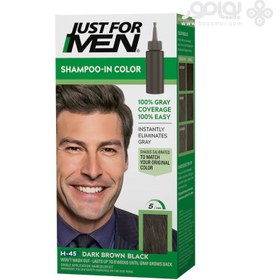 تصویر شامپو رنگ مردانه جاست فورمن شماره H-45 رنگ قهوه ای مشکی تیره JUST FOR MEN SHAMPOO-IN HAIRCOLOR H-40 DARK BROWN BLACK