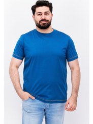 تصویر تی‌شرت مردانه یقه گرد با آستین‌های کوتاه و طرح ساده، آبی روشن برند esprit Men Crew Neck Shorts Sleeves Graphic Plain T-shirt, Light Blue