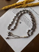 تصویر تسبیح حدید نقره ای ۳۳دانه تراش هلی پیچ ۱۲میل اصل طبیعی 