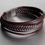 تصویر دستبند چرمی طرح ترکیبی 