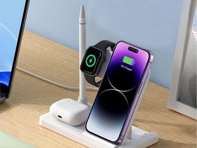 تصویر شارژر بی سیم رومیزی 4 کاره ایکس او XO-WX033 4 in 1 desktop wireless charger 