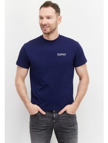 تصویر تی‌شرت آستین کوتاه یقه گرد مردانه با لوگوی برند، آبی برند esprit Men Crew Neck Short Sleeve Brand Logo T-Shirt, Blue