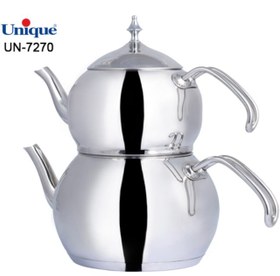 تصویر کتری قوری یونیک استیل 2/2 لیتر لوله دار مدل UN-7270 Unique steel tea kettle 2.2 liters with tube model UN-7270