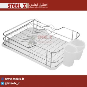 تصویر جاظرفی کروم مدل تانیا با جاقاشقی و سینی Steel-X - کروم(مسوار) / 