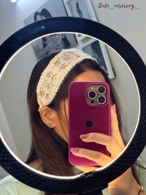 تصویر تل پولک دوزی رنگ شیری 