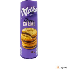تصویر بیسکوییت کرمدار شوکو کرم میلکا Milka choco creme با لایه کرم شکلاتی 260 گرم 