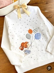 تصویر بلوز بافت دخترانه دختر و بادکنک 