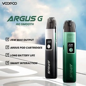 تصویر پادماد آرگاس جی کمپانی ووپو | VOOPOO ARGUS G 25W POD SYSTEM سازگار با کارتریج های آرگوس POD، VOOPOO Argus G می تواند از یک کارتریج غلاف ۰.۷ یا ۱.۲ اهم برای ارائه طعم و بخار استثنایی در هنگام استفاده همراه با سوئیچ کنترل جریان هوا استفاده کند. علاوه بر این، Argus G دارای وات قابل تنظیم است و با یک صفحه نمایش