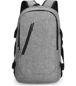 تصویر Anti-Theft Backpack External USB Port Charger Sport School Outdoor Travel Bag Grey 