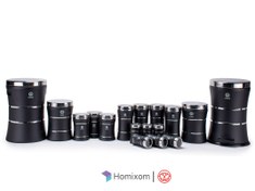 تصویر سرویس آشپزخانه اورانوس ۱۷ پارچه مدل کلاسیک مشکی با درب استیل 