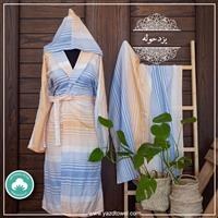 تصویر حوله تنپوش نخی سنتی یزدی طرح آیلار کد 9 Cotton bathrobe towel