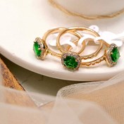 تصویر انگشتر تک نگین سبز برند ژوپینگ کد3040-3041-3042-3043 