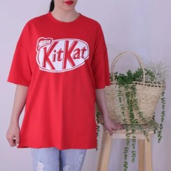 تصویر تیشرت زنانه لانگ طرح KitKat مدل TL22110 