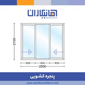 تصویر پنجره دوجداره کشویی با شیشه طلایی 