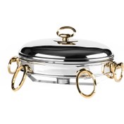 تصویر سوفله بیضی سیلور- طلایی راکلند مدل لنین سایز متوسط 2.2 لیتر پایه فلزی پیرکس خارجی 