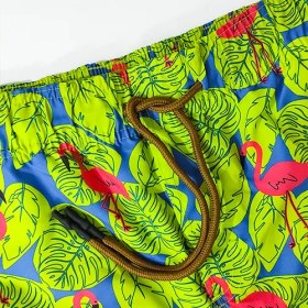 تصویر شلوارک سونایی و مایو مردانه اورجینال وارداتی برند MF طرح فلامینگو سبز 