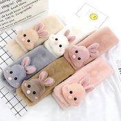 تصویر شال گردن فانتزی خز طرح خرگوش پشمالو 