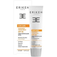 تصویر کرم ضد آفتاب ضد لک رنگی اس پی اف 50 حجم 50میل اریکه بژ طبیعی Erikeh Sunscreen Anti Spot Spf50 Tinted Cream 50ml