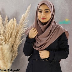 تصویر مقنعه ساده کالباسی کم رنگ کرپ قد100 