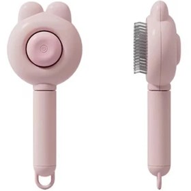 تصویر برس دندانه فلزی سگ و گربه با دکمه تخلیه 