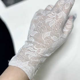 تصویر دستکش زنانه گیپوری سفید 