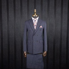 تصویر کت شلوار مردانه نیلی دبل برست بزیاق 