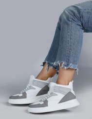 تصویر 29100 High Top Grey - کفش کتانی زنانه سفید گاه به گاه اسپرت - 2 