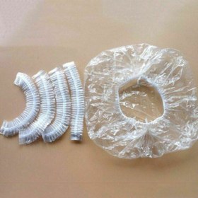 تصویر کلاه یکبار مصرف نایلونی مدل آکاردئونی ، نایلون کاور کفش Disposable cloth cap بسته 100 عددی 