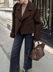 تصویر پالتو فوتر کراپ کوتاه قهوه ای مشکی سفید سبز(یشمی) ترک کالکشن 